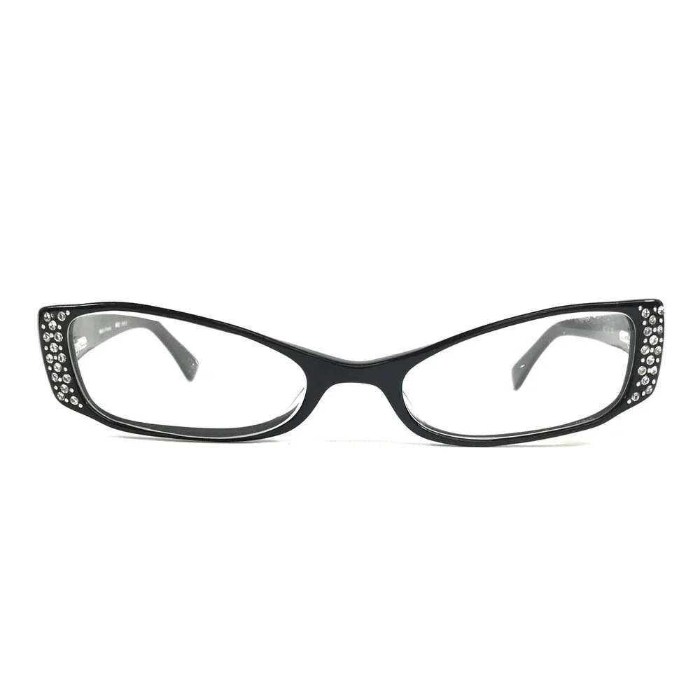 See Eyeglasses Frames 1013 Polished Black Cat Eye Crystals Rhinestones 48-19-140